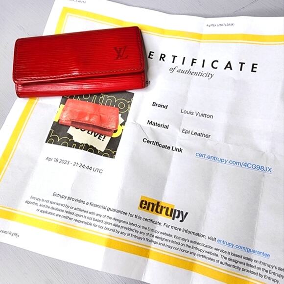 Louis Vuitton Red Epi Leather Four Key Holder with Certificate of Authenticity - Picture 3 of 9